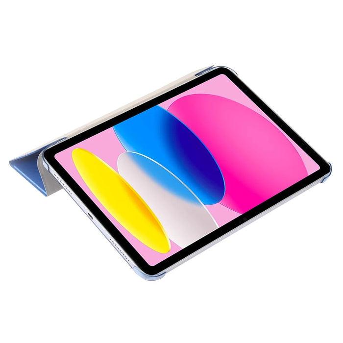 For iPad (2025) / 10.9 (2022) Silk Texture Protective Case PU Leather+PC Tri-Fold Stand Drop-Proof Cover - Blue - 5