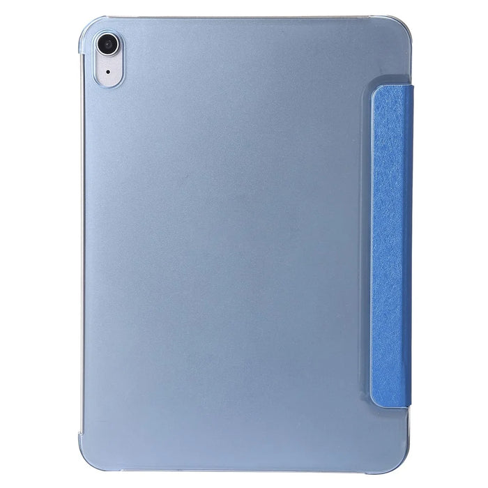 For iPad (2025) / 10.9 (2022) Silk Texture Protective Case PU Leather+PC Tri-Fold Stand Drop-Proof Cover - Blue - 7