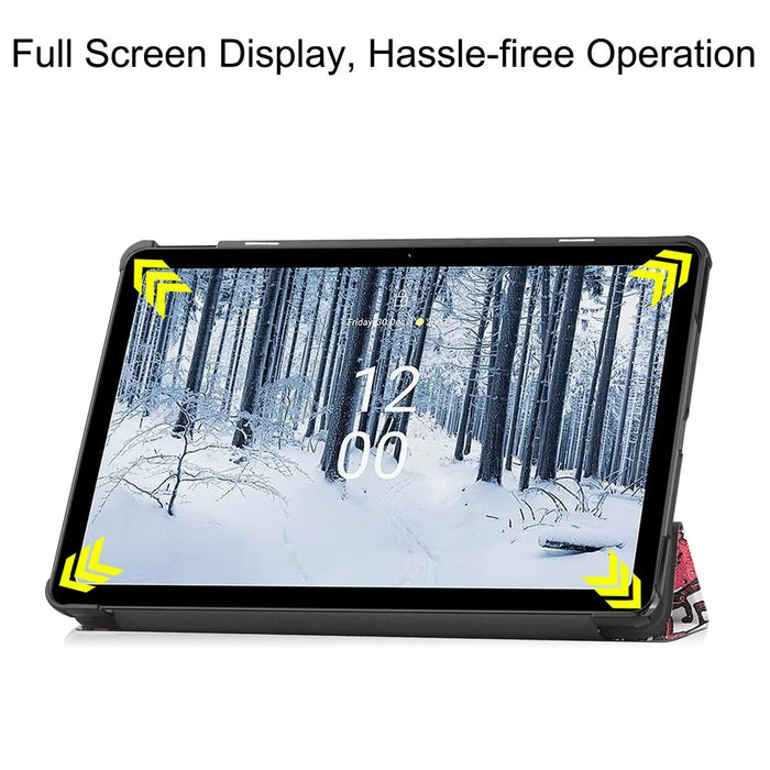 For Nokia T21 Trifold Stand Sleep / Wake Tablet Cover Pattern Printing PU Leather Folio Protective Case - Graffiti - 5