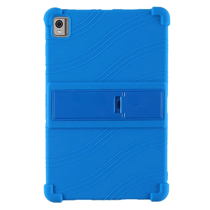 For Nokia T21 Soft Silicone Drop Protective Tablet Case PC Kickstand Shockproof Tablet Cover - Dark Blue - 2