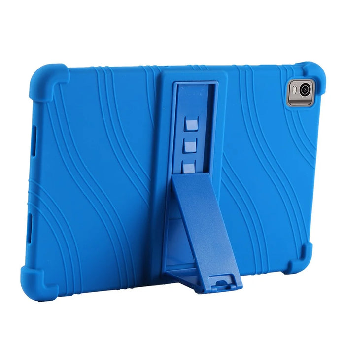 For Nokia T21 Soft Silicone Drop Protective Tablet Case PC Kickstand Shockproof Tablet Cover - Dark Blue - 4