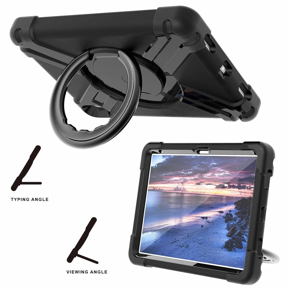 For iPad (2025) / 10.9 (2022) 360-Degree Rotation Kickstand Tablet Cover Military Anti-Drop Protection PC + TPU Case - All Black - 5