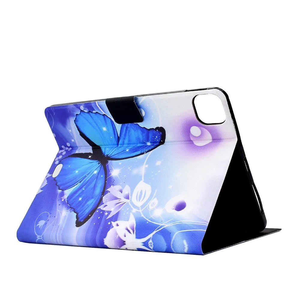 For iPad Air 11 (2026) / (2025) / (2024) / Pro 11 (2018) / (2020) / (2021) / (2022) / Air (2020) (2022) PU Leather Tablet Case - Blue Butterfly - 4