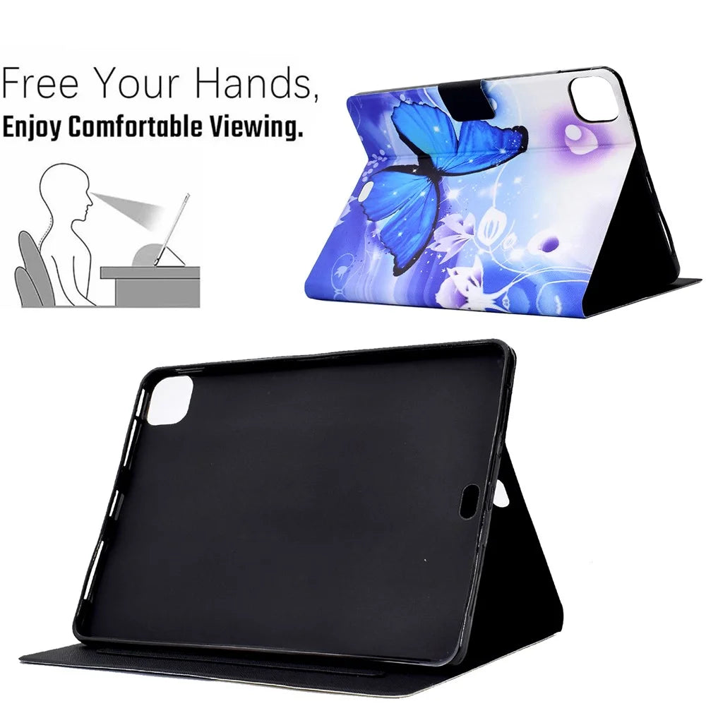 For iPad Air 11 (2026) / (2025) / (2024) / Pro 11 (2018) / (2020) / (2021) / (2022) / Air (2020) (2022) PU Leather Tablet Case - Blue Butterfly - 6
