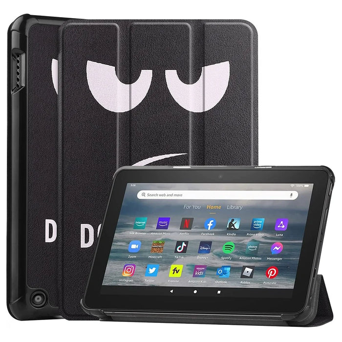JUNSUNMAY For Amazon Fire 7 (2022) Tri-fold Stand Protective Cover Pattern Printing PU Leather Case with Auto Wake / Sleep - Don't Touch Me - 1