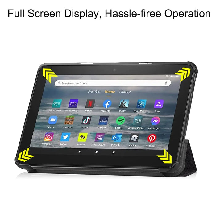 JUNSUNMAY For Amazon Fire 7 (2022) Tri-fold Stand Protective Cover Pattern Printing PU Leather Case with Auto Wake / Sleep - Don't Touch Me - 3