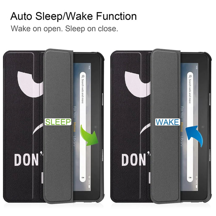 JUNSUNMAY For Amazon Fire 7 (2022) Tri-fold Stand Protective Cover Pattern Printing PU Leather Case with Auto Wake / Sleep - Don't Touch Me - 5