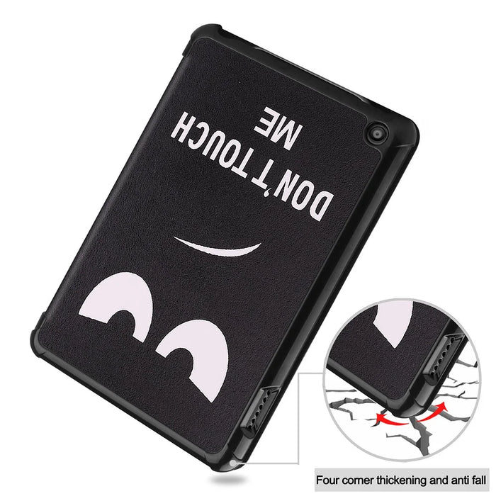 JUNSUNMAY For Amazon Fire 7 (2022) Tri-fold Stand Protective Cover Pattern Printing PU Leather Case with Auto Wake / Sleep - Don't Touch Me - 7