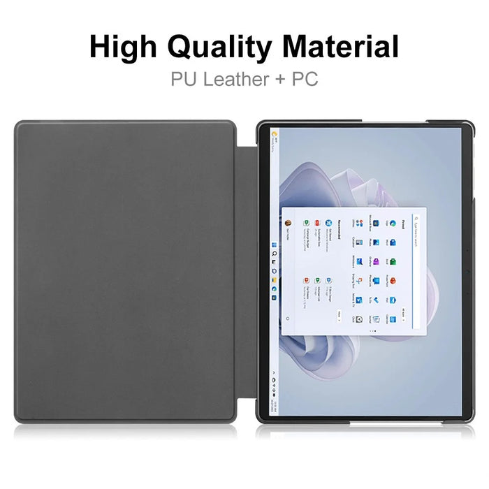 JUNSUNMAY For Microsoft Surface Pro 9 PU Leather + PC Tablet Case Solid Color Full Protection Stand Cover - Dark Blue - 2