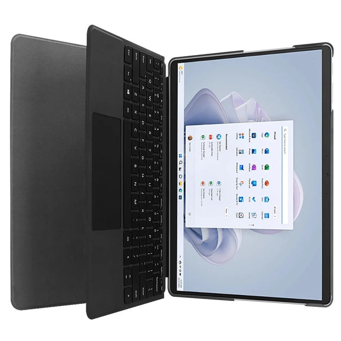 JUNSUNMAY For Microsoft Surface Pro 9 PU Leather + PC Tablet Case Solid Color Full Protection Stand Cover - Dark Blue - 4