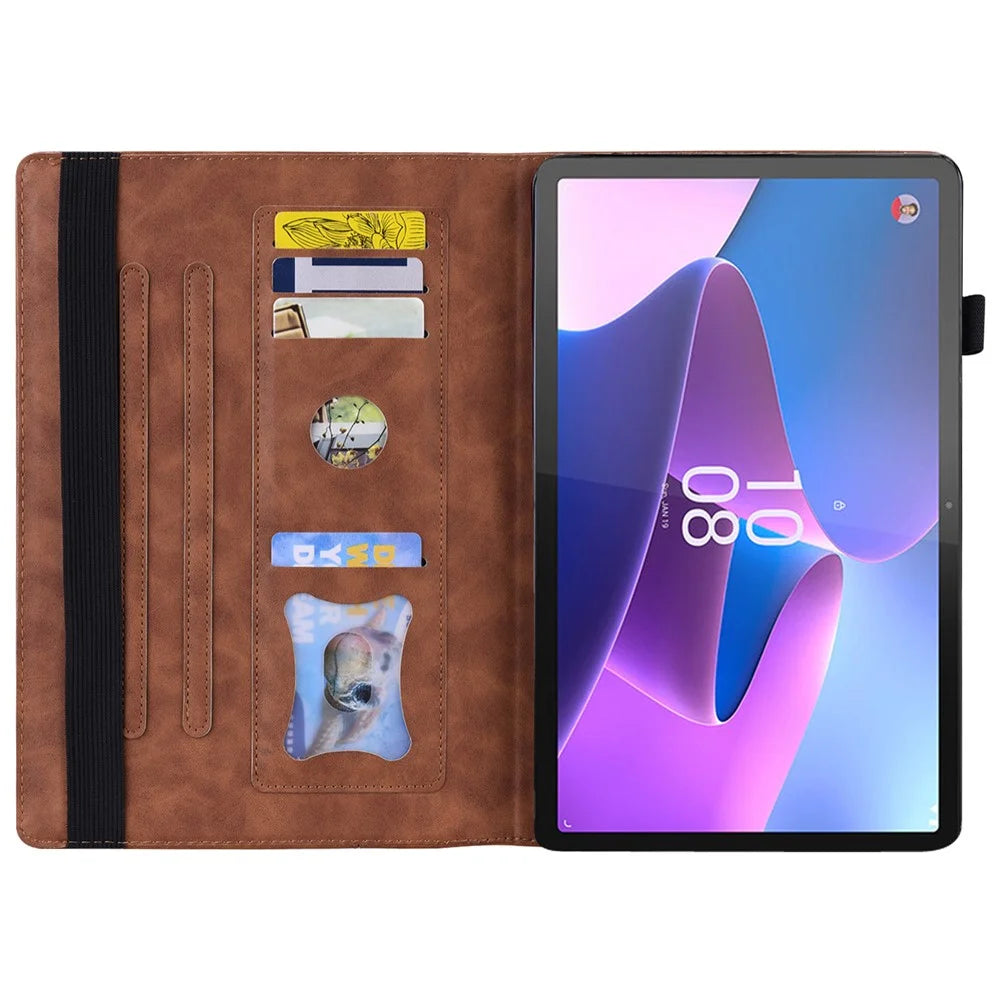 For Lenovo Pad Plus 2023 11.5-inch Business Folio Stand Wallet Case Drop-proof PU Leather Tablet Cover with Elastic Band and Pencil Holder - Brown - 2