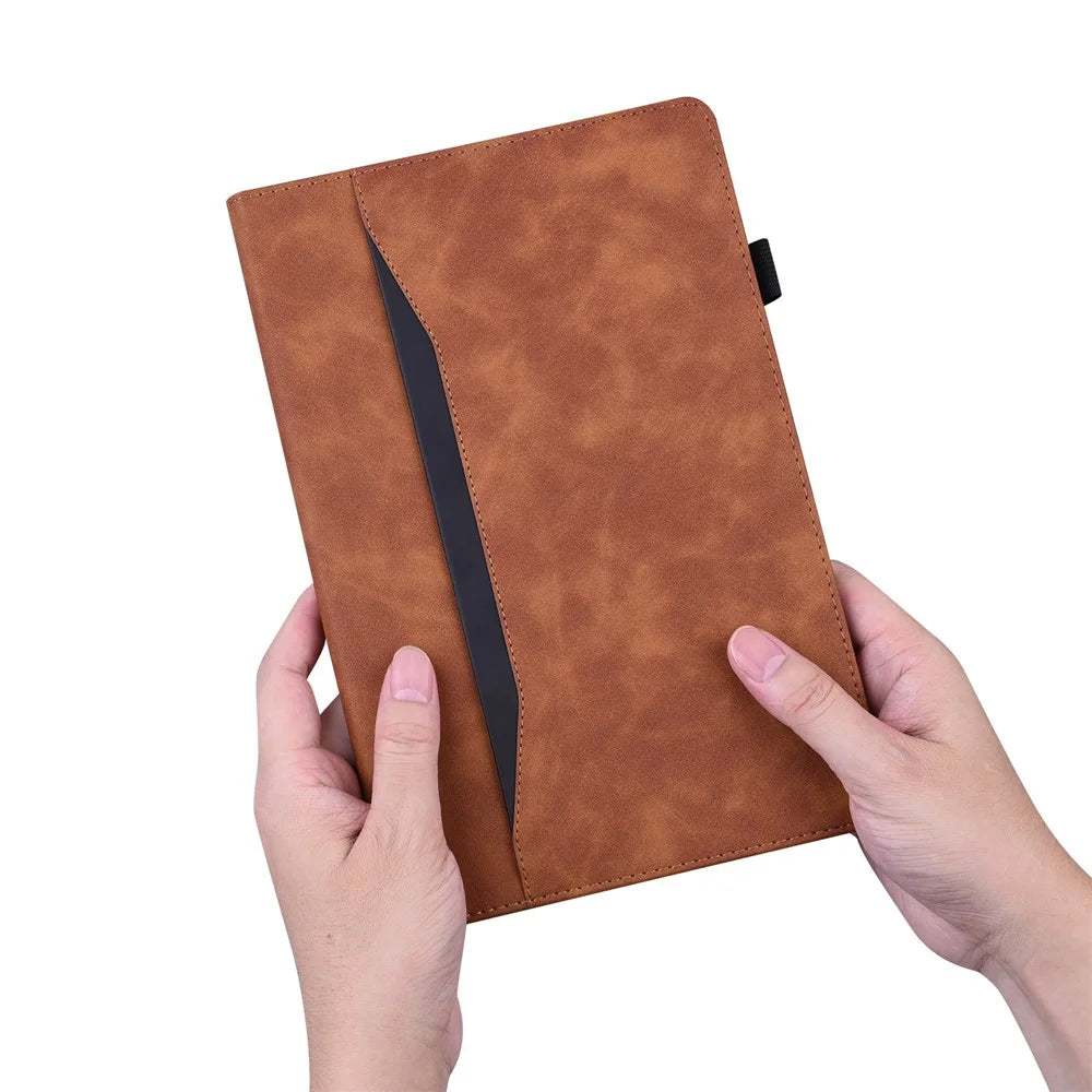 For Lenovo Pad Plus 2023 11.5-inch Business Folio Stand Wallet Case Drop-proof PU Leather Tablet Cover with Elastic Band and Pencil Holder - Brown - 6