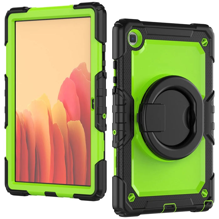 For Samsung Galaxy Tab A7 10.4 (2020) / (2022) T500 / T505 Tablet Case Kickstand PC + Silicone Cover with Shoulder Strap - Black / Lime PC - 2