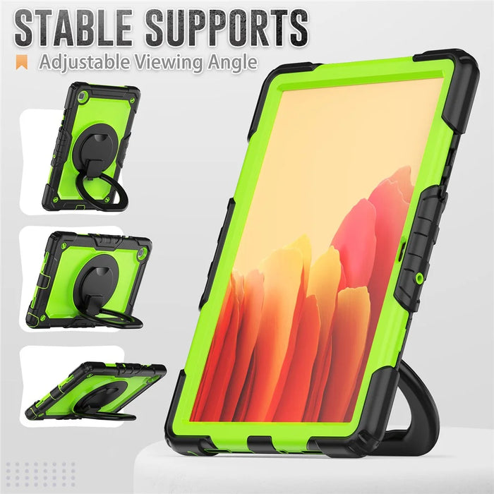 For Samsung Galaxy Tab A7 10.4 (2020) / (2022) T500 / T505 Tablet Case Kickstand PC + Silicone Cover with Shoulder Strap - Black / Lime PC - 5