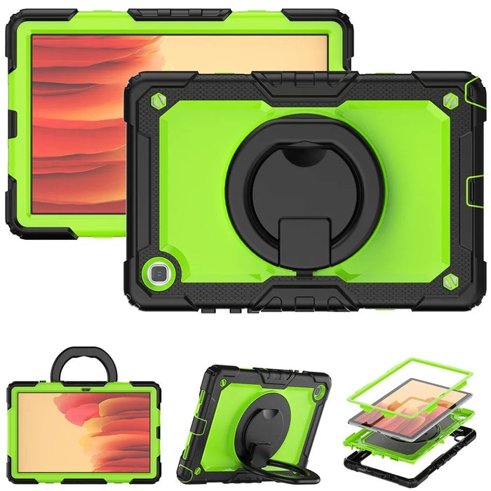 For Samsung Galaxy Tab A7 10.4 (2020) / (2022) T500 / T505 Tablet Case Kickstand PC + Silicone Cover with Shoulder Strap - Black / Lime PC - 6