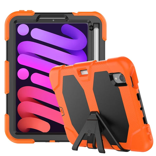 Shockproof Case for iPad mini (2024) / mini (2021) Anti-Drop PC + Silicone Case Scratch Resistant Kickstand Tablet Cover - Orange - 1