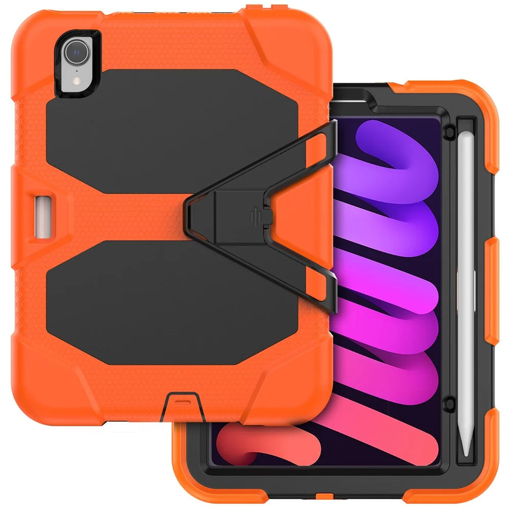Shockproof Case for iPad mini (2024) / mini (2021) Anti-Drop PC + Silicone Case Scratch Resistant Kickstand Tablet Cover - Orange - 2