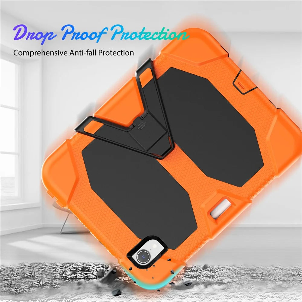Shockproof Case for iPad mini (2024) / mini (2021) Anti-Drop PC + Silicone Case Scratch Resistant Kickstand Tablet Cover - Orange - 5