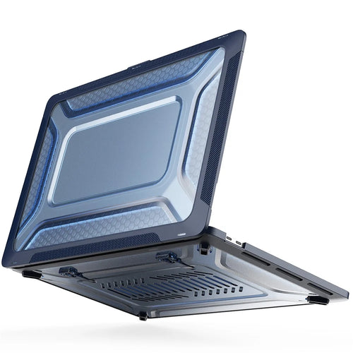 For MacBook Pro 16 inch (2019) A2141 Laptop Cover Dual Layer Hard PC Soft TPU Shell Case with Kickstand - Sapphire - 1
