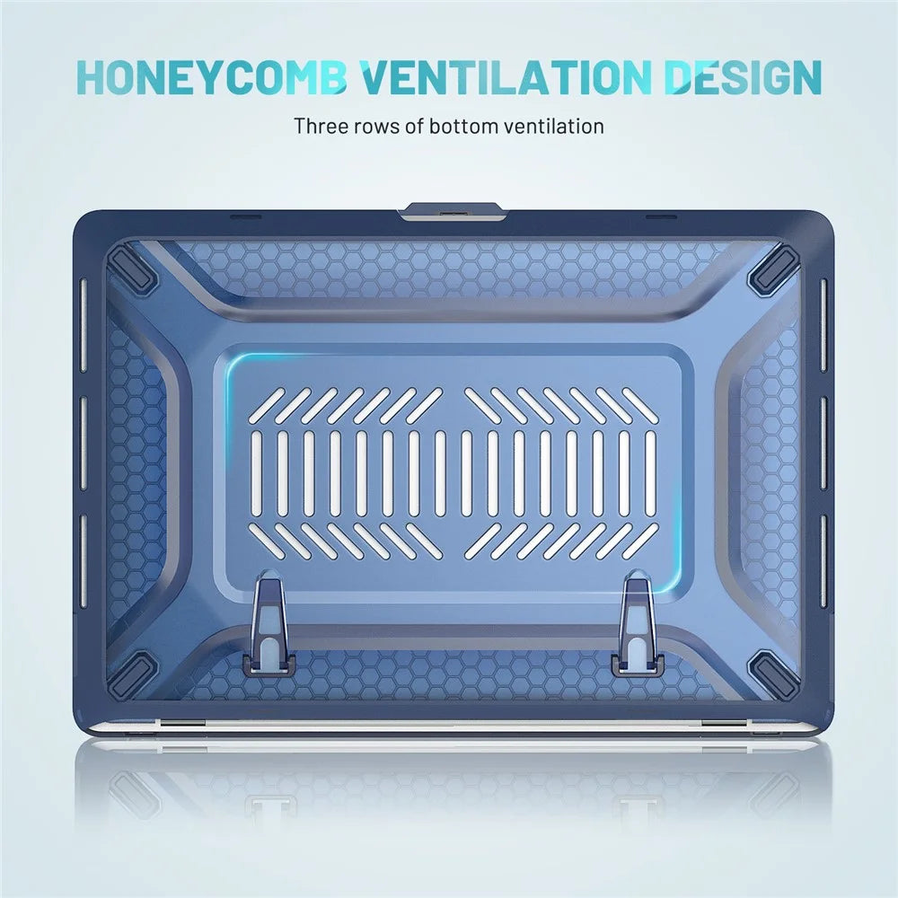 For MacBook Pro 16 inch (2019) A2141 Laptop Cover Dual Layer Hard PC Soft TPU Shell Case with Kickstand - Sapphire - 5