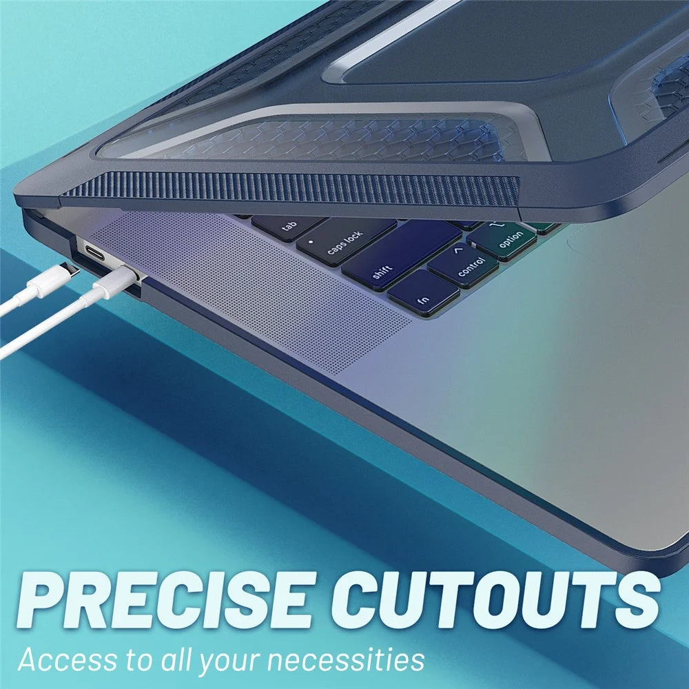 For MacBook Pro 16 inch (2019) A2141 Laptop Cover Dual Layer Hard PC Soft TPU Shell Case with Kickstand - Sapphire - 7