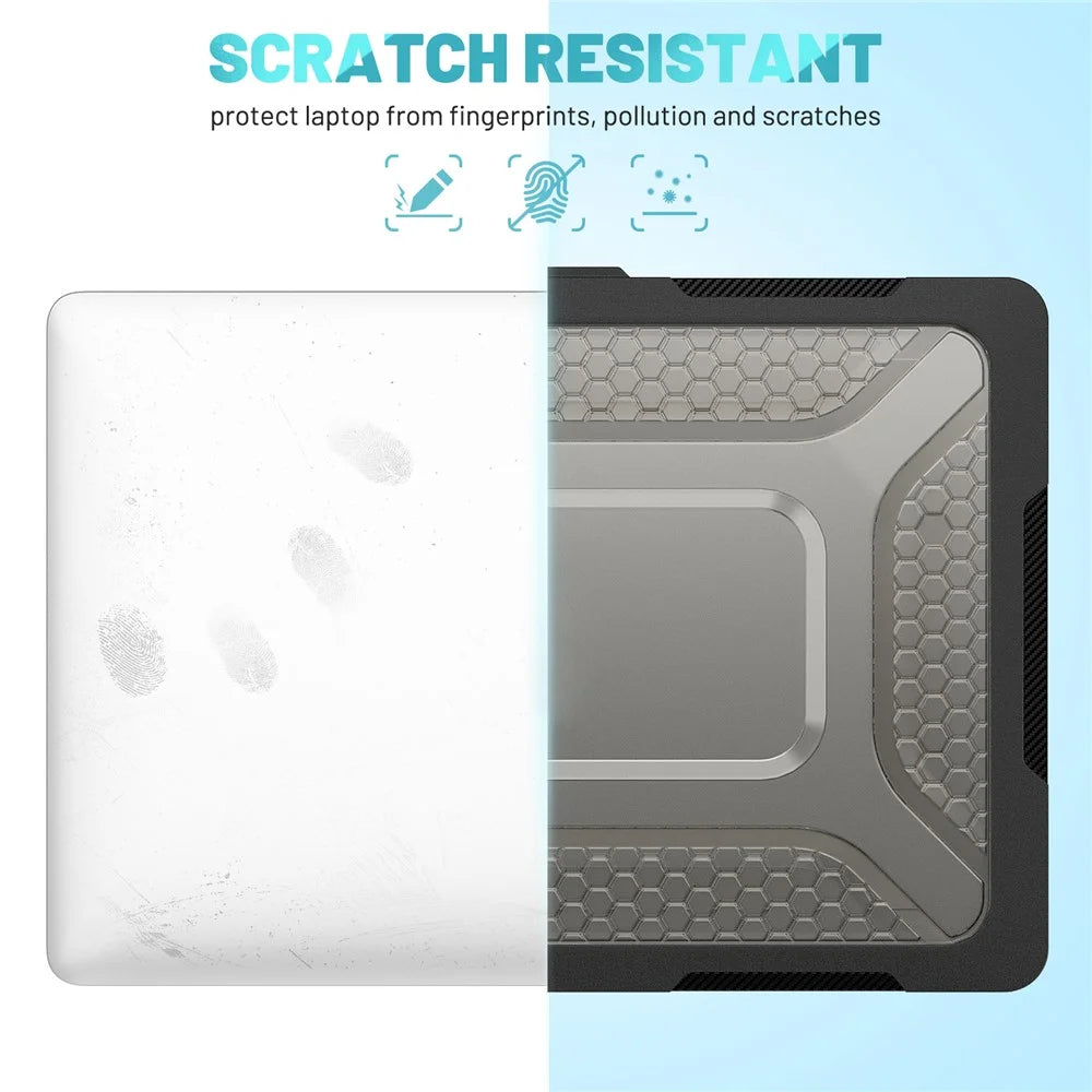 For MacBook Air 13 inch (2026) A3449 / (2025) A3240 / (2024) A3113 / (2022) A2681 Heat Dissipation Laptop Case Shockproof Hard PC Soft TPU Kickstand Cover - Black - 6