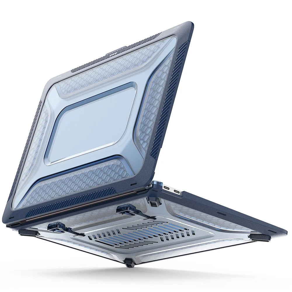 For MacBook Air 13 inch (2020) M1 A2337, A2179 / MacBook Air 13 inch (2018) A1932 Laptop Case Hard PC Soft TPU Kickstand Drop Tested Cover - Sapphire - 1