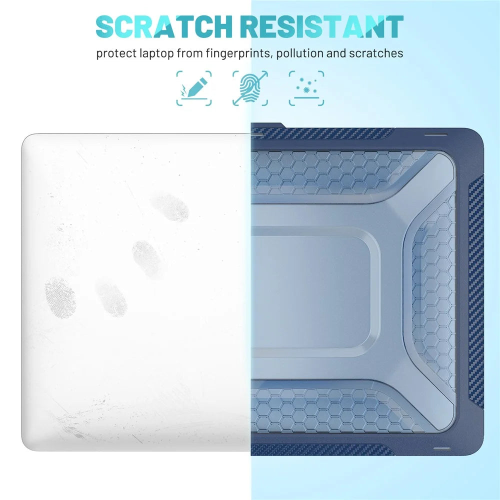 For MacBook Air 13 inch (2020) M1 A2337, A2179 / MacBook Air 13 inch (2018) A1932 Laptop Case Hard PC Soft TPU Kickstand Drop Tested Cover - Sapphire - 6