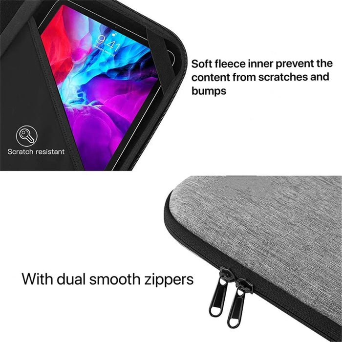 For iPad 9.7-11inch Tablet Bag Dual Zipper Portable EVA Carrying Case Splashproof Protective Pouch - 7