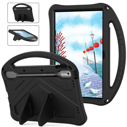 Tablet Case for Lenovo Tab P11 Pro Gen 2, Portable Handle Foldable Kickstand Shockproof EVA Protective Cover - Black - 1