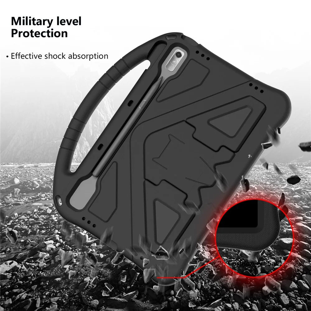 Tablet Case for Lenovo Tab P11 Pro Gen 2, Portable Handle Foldable Kickstand Shockproof EVA Protective Cover - Black - 5