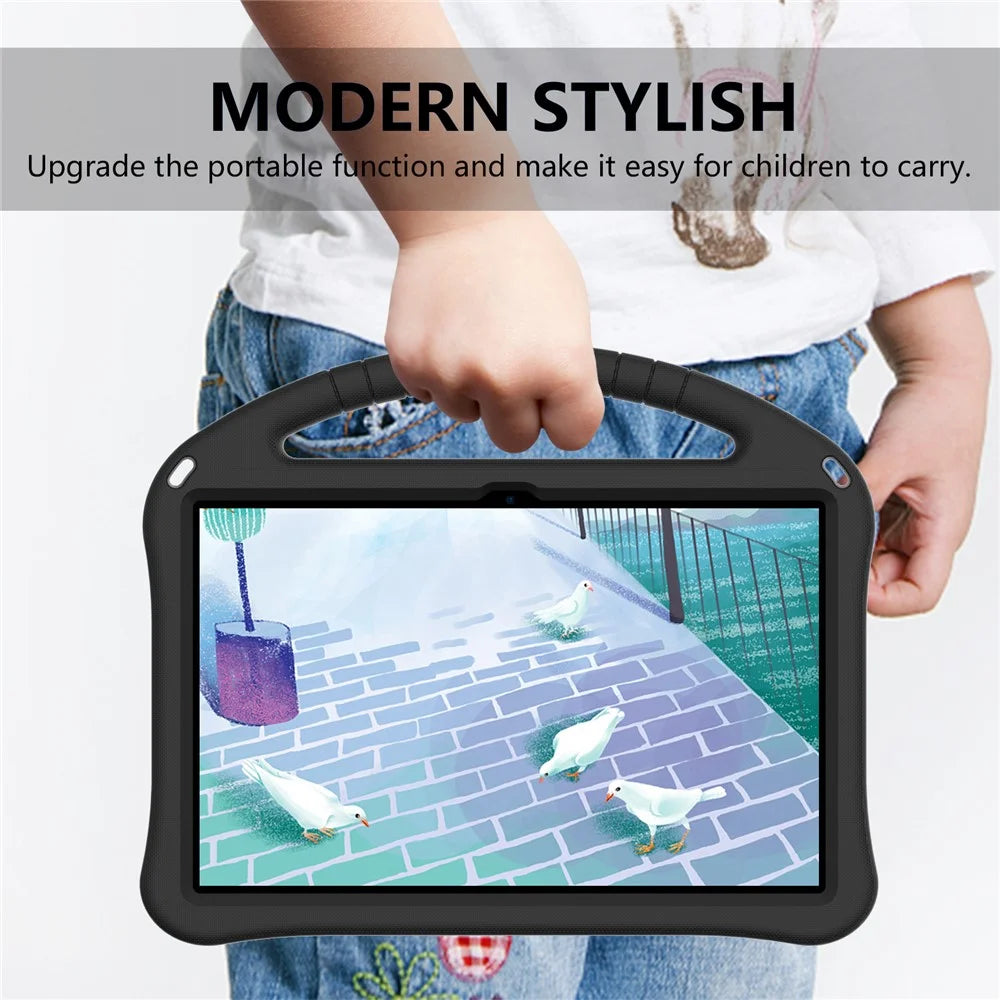 Tablet Case for Lenovo Tab P11 Pro Gen 2, Portable Handle Foldable Kickstand Shockproof EVA Protective Cover - Black - 6