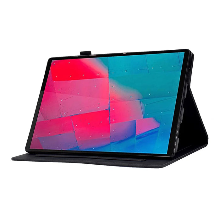 For Lenovo Tab M10 Plus TB-X606F Butterfly Flower Pattern Imprinted PU Leather Folio Case Stitching Line Card Holder Stand Smart Tablet Cover - Black - 3