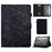 For Amazon Fire HD 8 (2020) Butterfly Flower Pattern Imprinted PU Leather Folio Flip Shell Stitching Line Stand Card Holder Tablet Cover with Auto Wake / Sleep Feature - Black - 1
