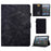 For Amazon Fire HD 8 (2022) / HD 8 Plus (2022) PU Leather Stand Function Card Slots Tablet Case Butterfly Flower Pattern Imprinted Auto Sleep / Wake Cover - Black - 1