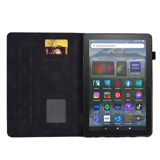 For Amazon Fire HD 8 (2022) / HD 8 Plus (2022) PU Leather Stand Function Card Slots Tablet Case Butterfly Flower Pattern Imprinted Auto Sleep / Wake Cover - Black - 2