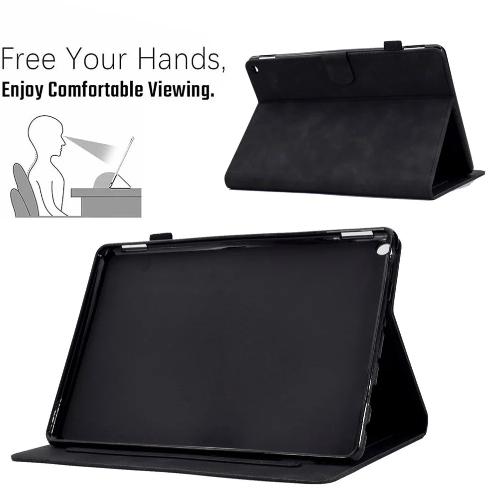 For Amazon Fire HD 10 (2021) / HD 10 Plus (2021) Flip Stand Smart Tablet Cover PU Leather Butterfly Flower Pattern Imprinted Protective Case with Card Holder - Black - 6