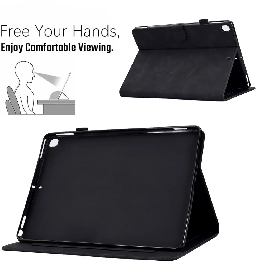 Protective Tablet Case For Samsung Galaxy Tab A7 Lite 8.7-inch T220 / T225, Butterfly Flower Pattern Imprinted PU Leather Stitching Line Tablet Cover with Card Holder Stand - Black - 7