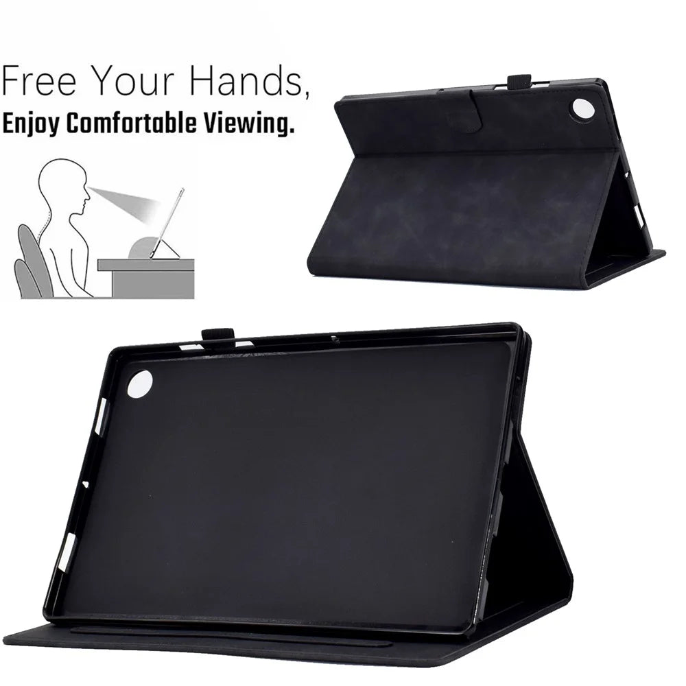 For Samsung Galaxy Tab A8 10.5 (2021) / (20222) X200 / X205 Butterfly Flower Pattern Imprinted PU Leather Stitching Line Cover Stand - Black - 7
