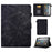 Butterfly Flower Pattern Imprinted Leather Case for Amazon Fire 7 (2022), Stitching Line Full Protection Tablet Cover with Card Holder Stand - Black - 1