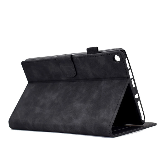 For Amazon Fire HD 8 (2016) / (2017) / (2018) Protective Case Butterfly Flower Pattern Imprinted Leather Case Stitching Line Tablet Cover with Card Holder / Stand - Black - 4