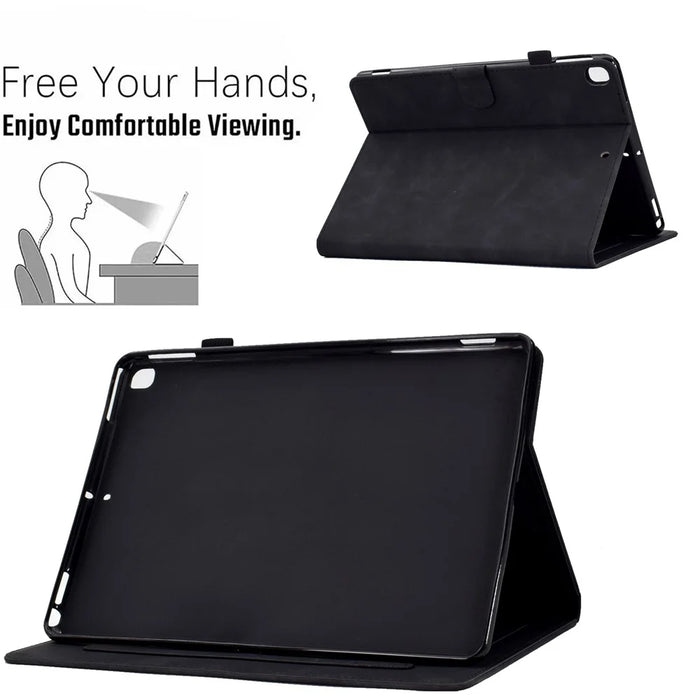 For Samsung Galaxy Tab A7 10.4 (2020) / (2022) T500 / T505 Case Butterfly Flower Pattern PU Leather Stitching Line Tablet Cover Stand - Black - 7