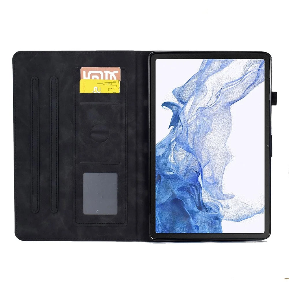Tablet Cover For Samsung Galaxy Tab S8 X700 X706 / S7 2020 T870 T875 Butterfly Flower Pattern Imprinted PU Leather Stitching Line Tablet Case with Card Holder Stand - Black - 2