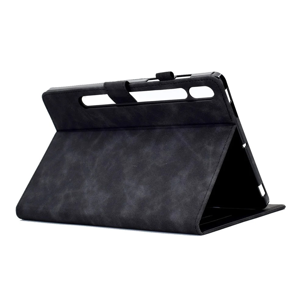 Tablet Cover For Samsung Galaxy Tab S8 X700 X706 / S7 2020 T870 T875 Butterfly Flower Pattern Imprinted PU Leather Stitching Line Tablet Case with Card Holder Stand - Black - 4