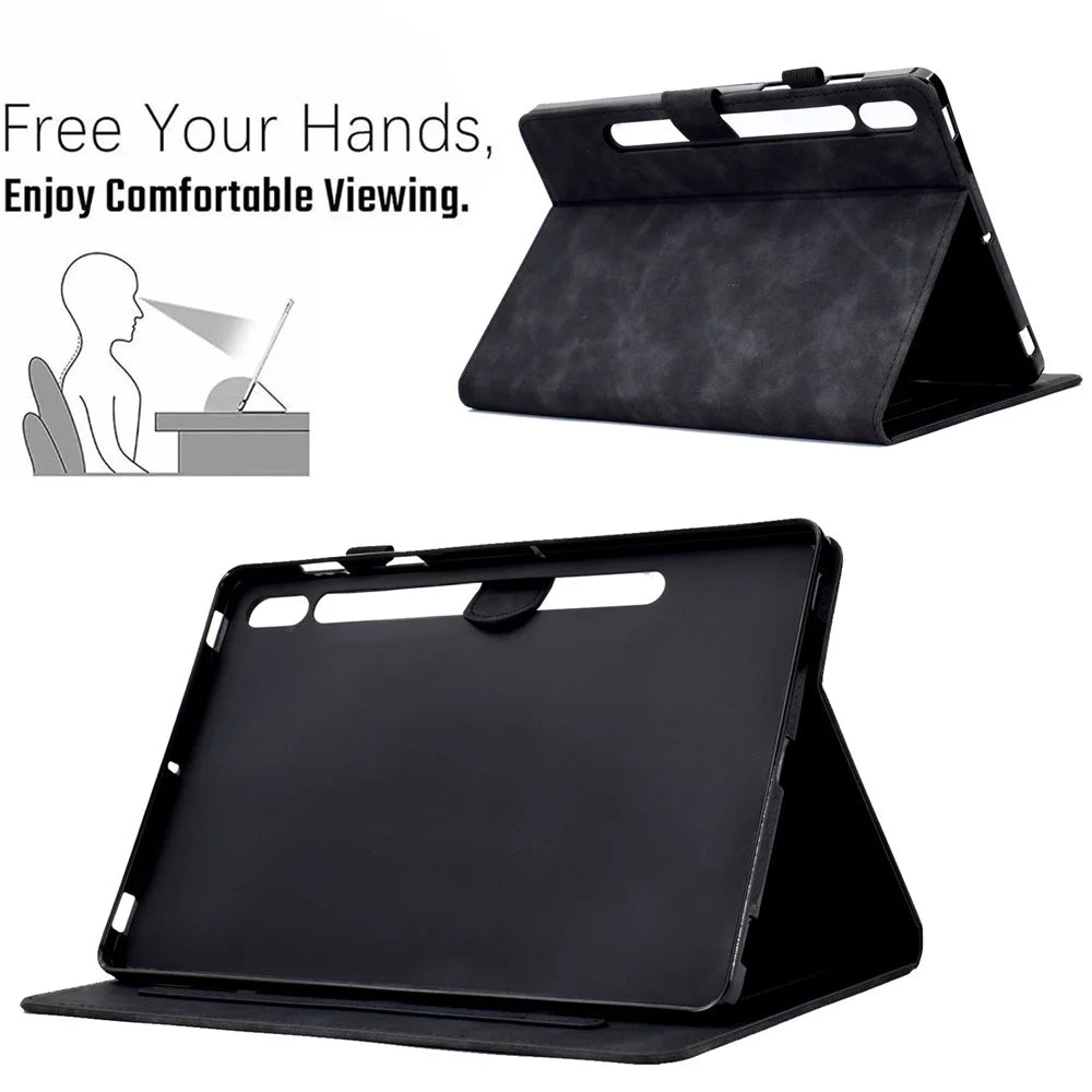 Tablet Cover For Samsung Galaxy Tab S8 X700 X706 / S7 2020 T870 T875 Butterfly Flower Pattern Imprinted PU Leather Stitching Line Tablet Case with Card Holder Stand - Black - 7