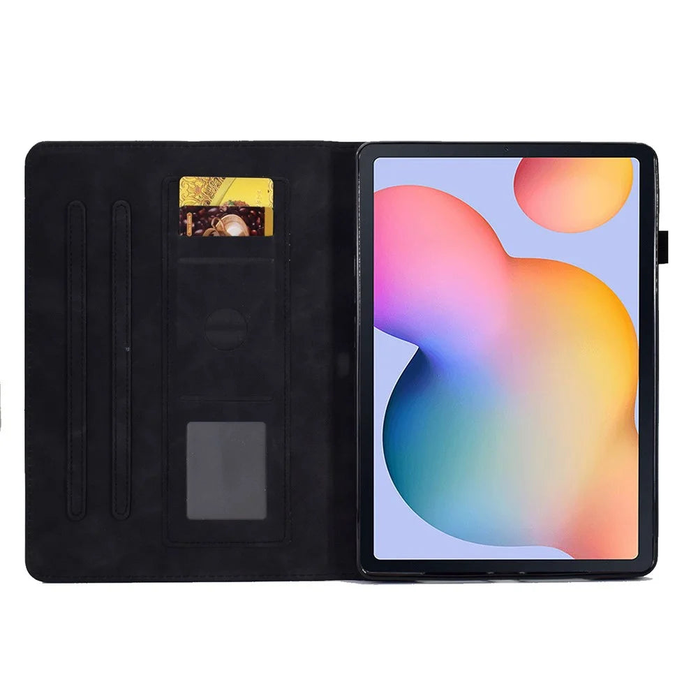 For Samsung Galaxy Tab S6 Lite (2024) / S6 Lite (2022) / S6 Lite (2020) SM-P610 / P615 Case PU Leather Butterfly Flower Pattern Flip Cover - Black - 2