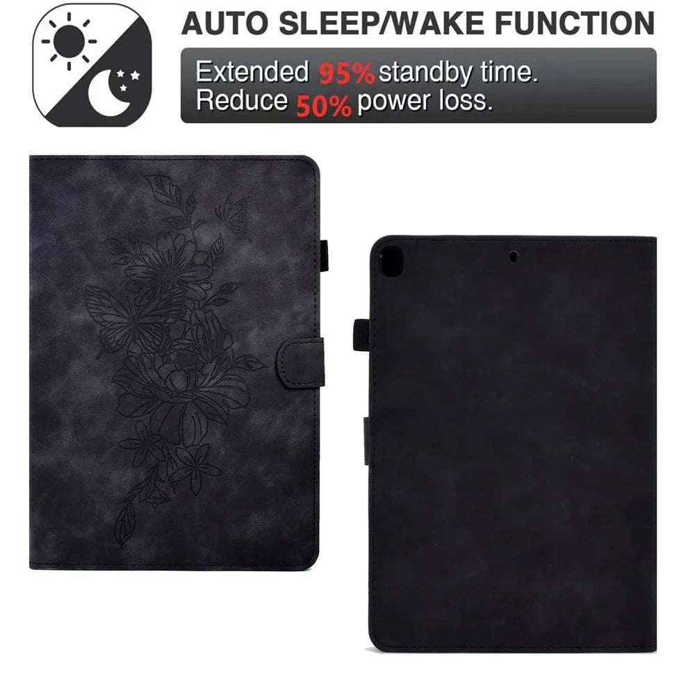 For Samsung Galaxy Tab S6 Lite (2024) / S6 Lite (2022) / S6 Lite (2020) SM-P610 / P615 Case PU Leather Butterfly Flower Pattern Flip Cover - Black - 6
