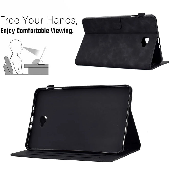 For Samsung Galaxy Tab A 10.1 (2016) T580 / T585 Shockproof Tablet Cover PU Leather Butterfly Flower Pattern Imprinted Protective Stand Case Card Holder - Black - 7