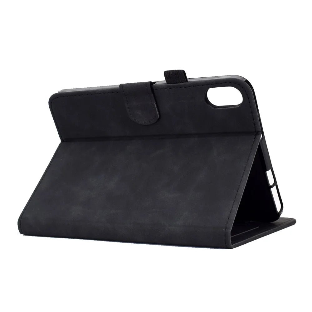 For iPad (2025) / 10.9 (2022) Butterfly Flower Pattern Shockproof Stitching Anti-Drop Tablet Leather Cover with Card Holder, Stand - Black - 4