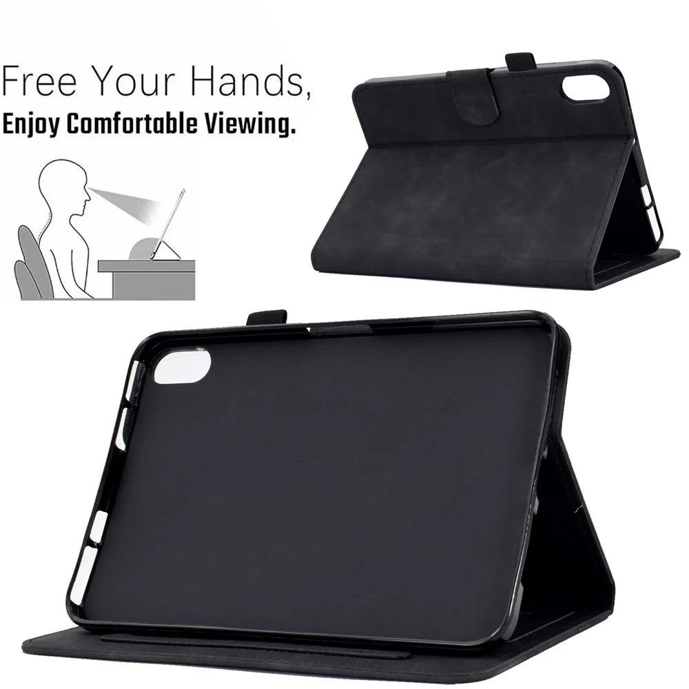 For iPad (2025) / 10.9 (2022) Butterfly Flower Pattern Shockproof Stitching Anti-Drop Tablet Leather Cover with Card Holder, Stand - Black - 6
